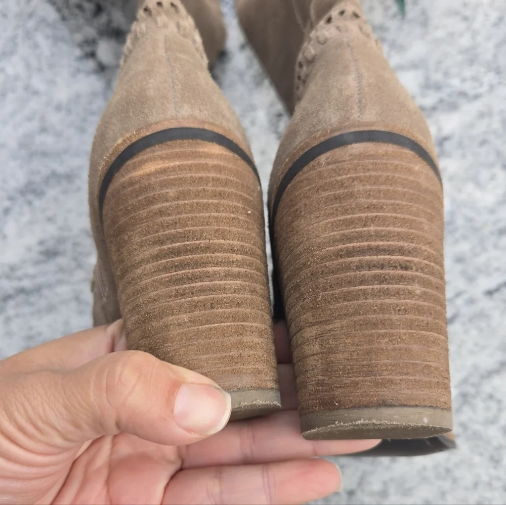 Vince Camuto Madolee Over The Knee Taupe Suede Leather Boots Sz 6